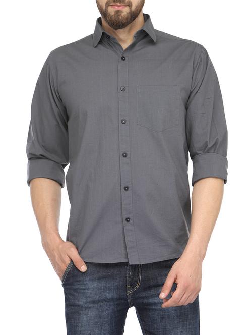 grey cotton casual shirt - 13269582 - Standard Image - 1