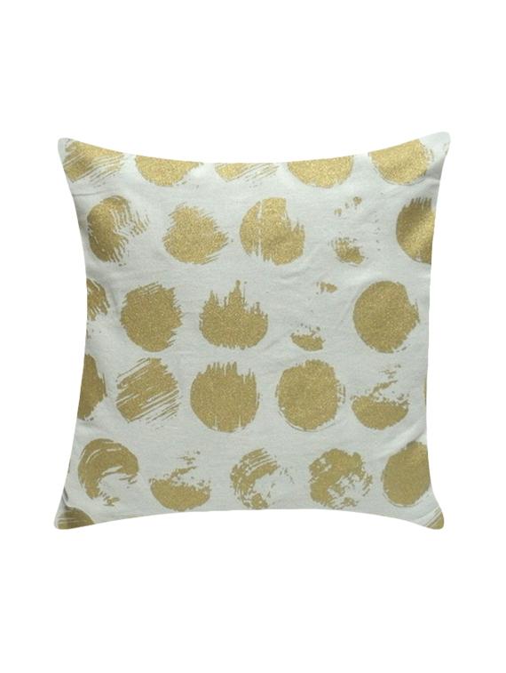 Ambbi Collection Printed Cotton Cushion Cover With Distorted Gold Dots - By