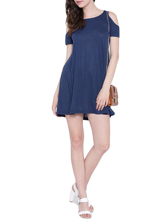 blue viscose shift dress - 13295994 - Zoom Image - 4