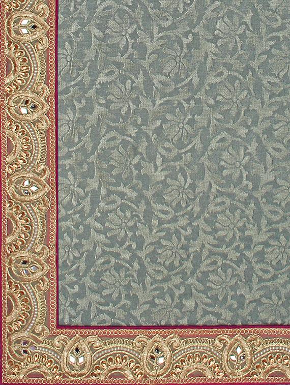 green & beige georgette embellished half and half saree with blouse - 13301501 - Zoom Image - 4