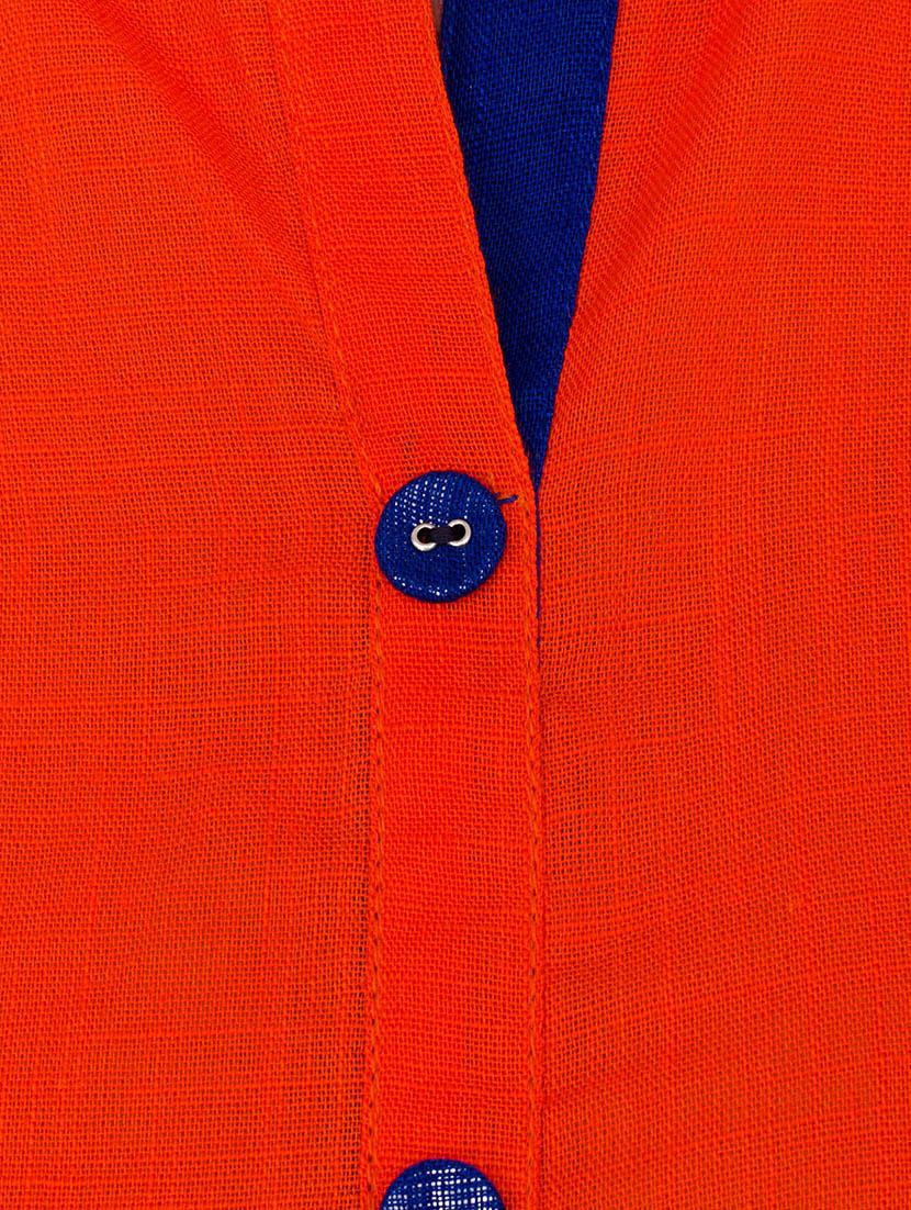 red cotton straight kurta - 13301872 - Zoom Image - 4