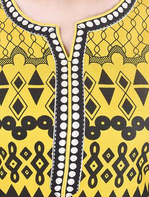 yellow cotton printed regular kurta - 13310975 - Standard Image - 4