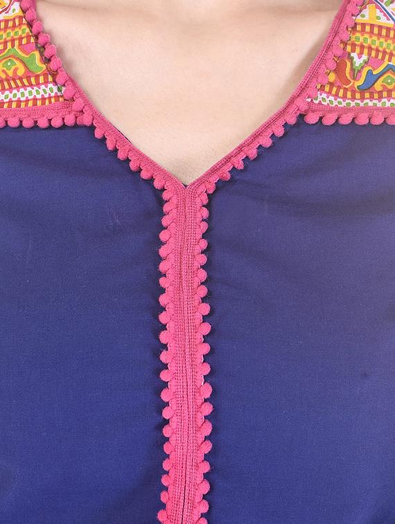 purple cotton regular kurta - 13310978 - Zoom Image - 4