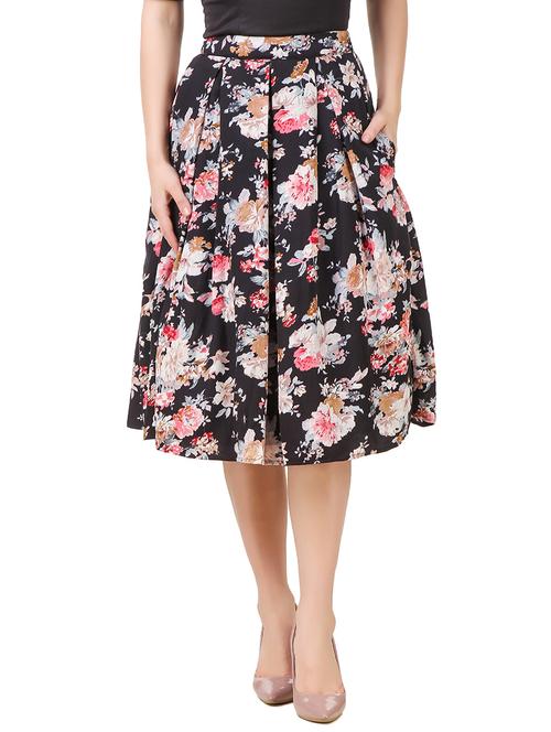 multicolored floral print box pleat skirt - 13328761 - Very Small Image - 1