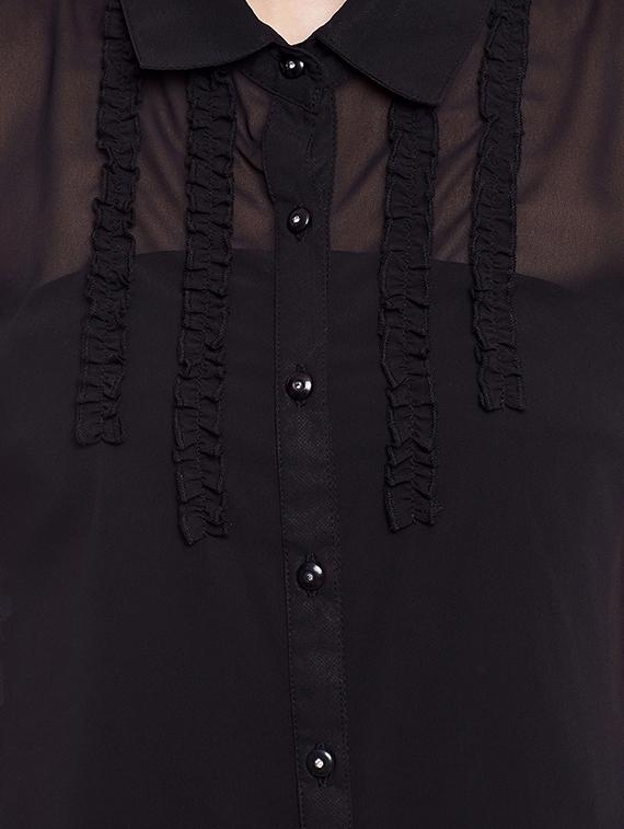 frill trim sheer shirt - 13331412 - Zoom Image - 4