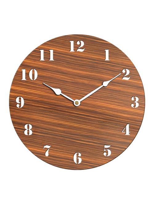 Brown Wooden Analog Wall Clock - 13339185 - Very Small Image - 1