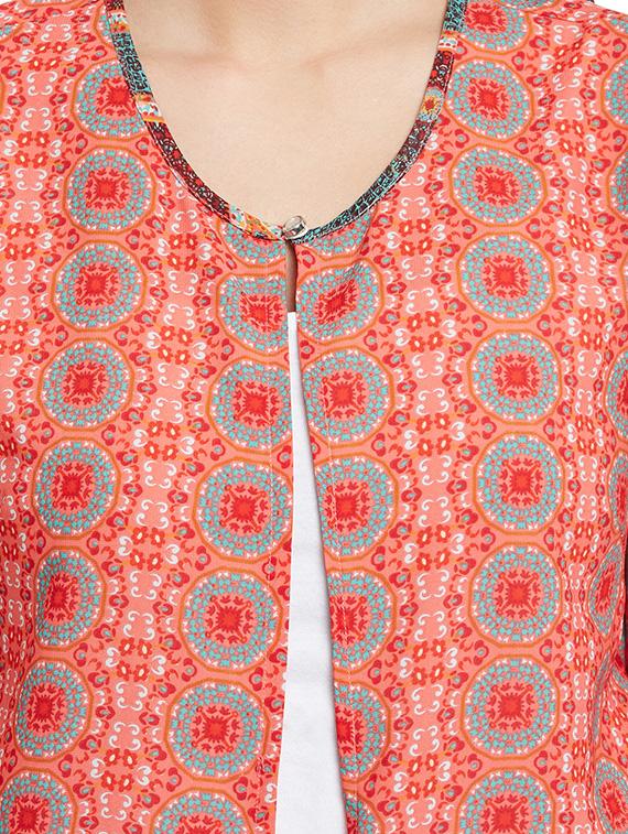 orange printed crepe regular shrug - 13340553 - Zoom Image - 4