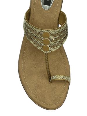 gold one toe wedge - 13343051 - Standard Image - 4