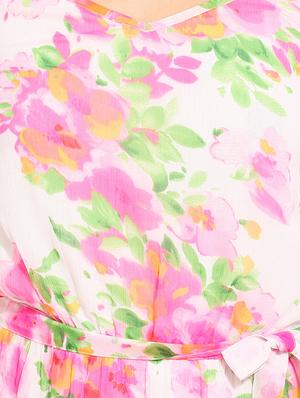 white floral printed chiffon dress - 13343137 - Standard Image - 4