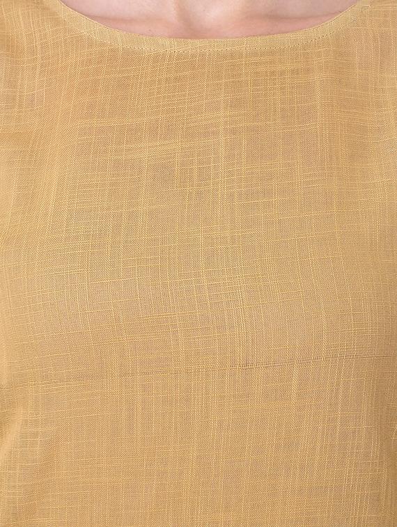 beige cotton solid straight kurta - 13343971 - Zoom Image - 4