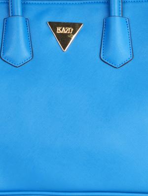 solid blue leatherette hand bag - 13345286 - Standard Image - 4