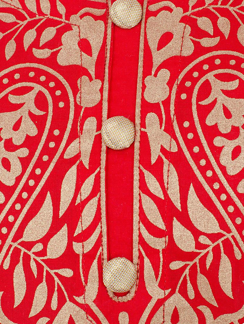 red cotton straight kurta - 13345683 - Zoom Image - 4