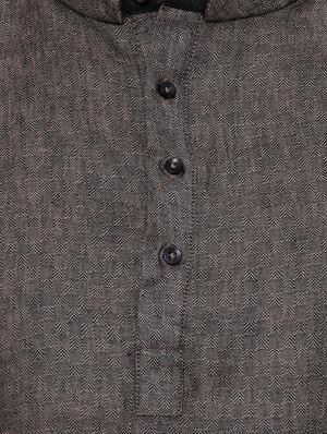 solid charcoal grey cotton kurta - 13352130 - Standard Image - 4