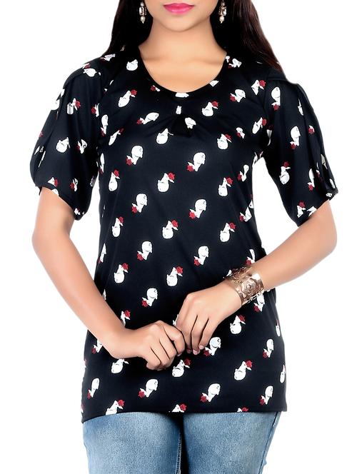 black printed crepe regular top - 13352573 - Standard Image - 1