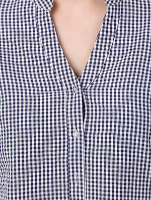 navy blue checkered cotton regular shirt - 13367404 - Standard Image - 4