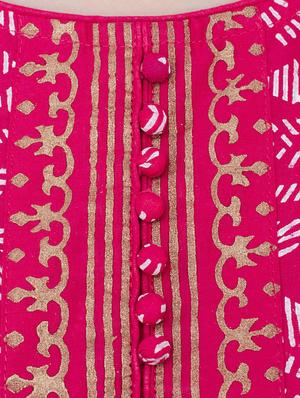 pink cotton flared kurta - 13371896 - Standard Image - 4