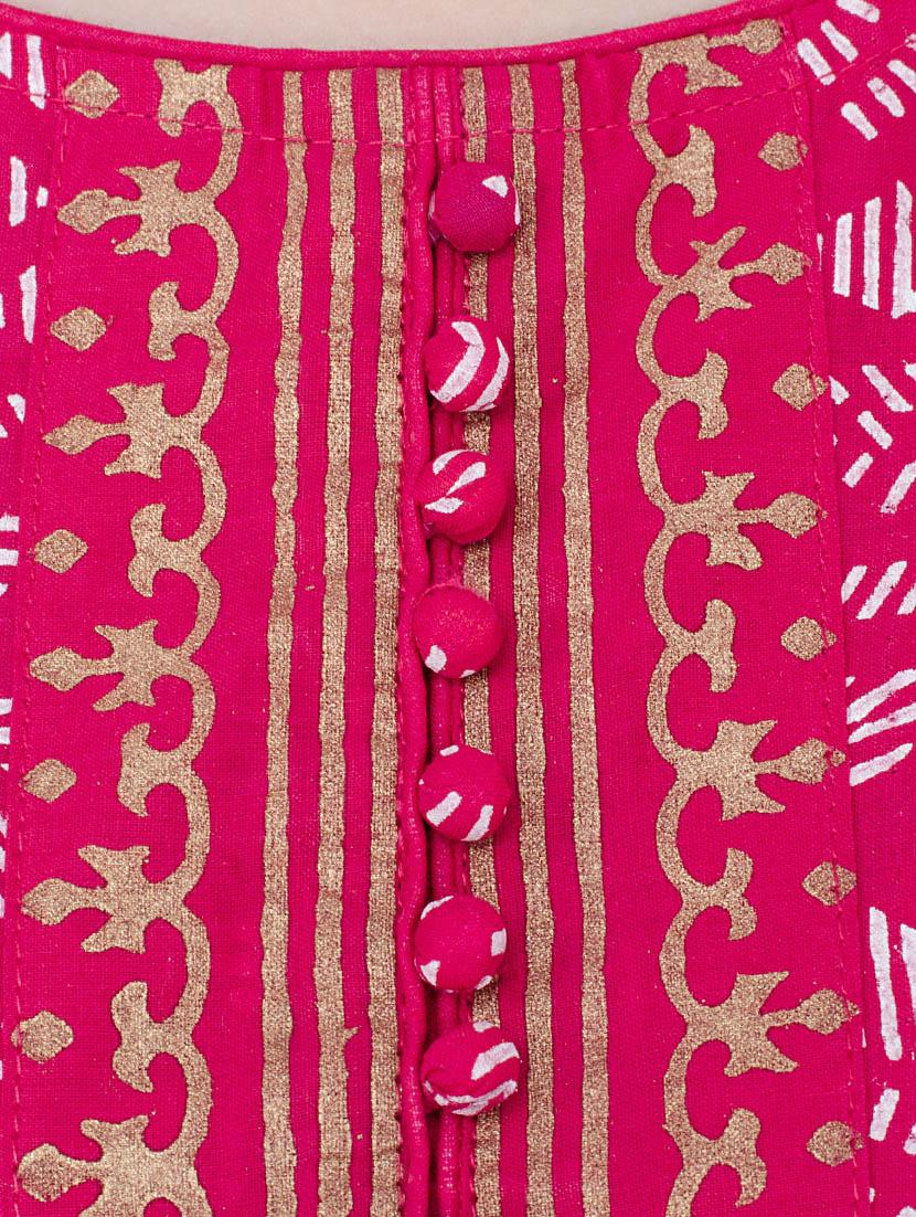 pink cotton flared kurta - 13371896 - Zoom Image - 4