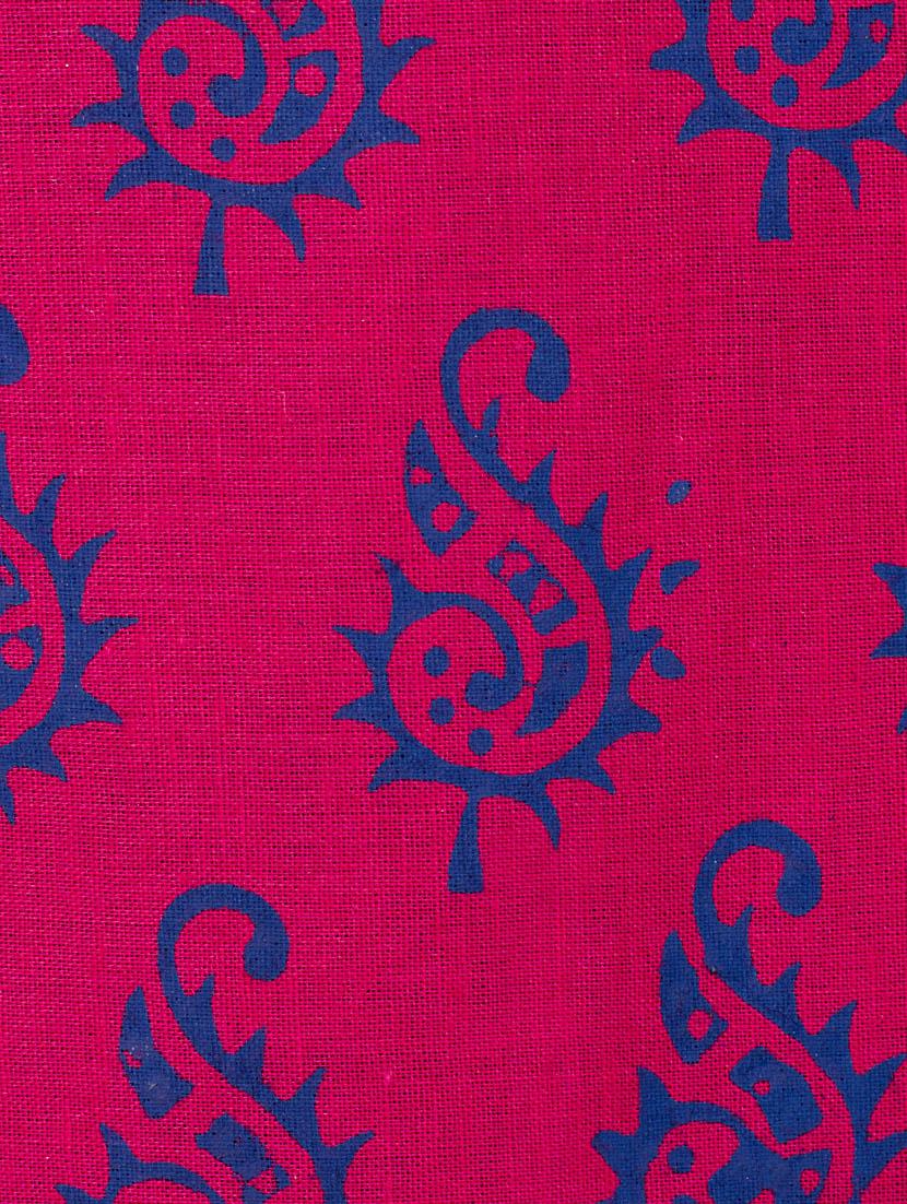 magenta cotton block printed straight kurta - 13371901 - Zoom Image - 4