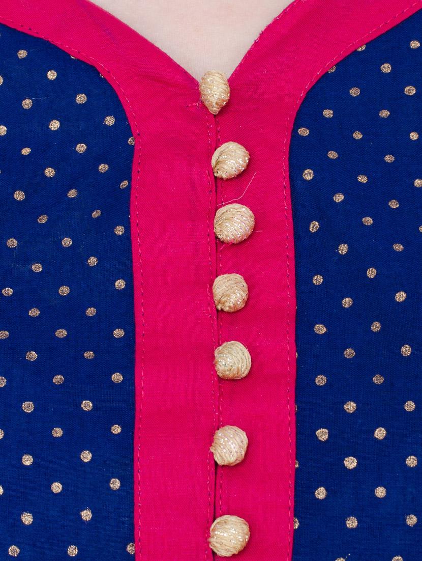 blue cotton straight kurta - 13371905 - Zoom Image - 4