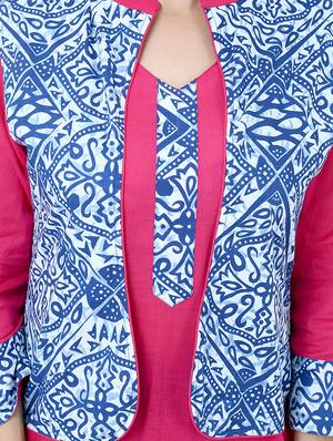 pink cotton printed straight kurta - 13373525 - Standard Image - 4