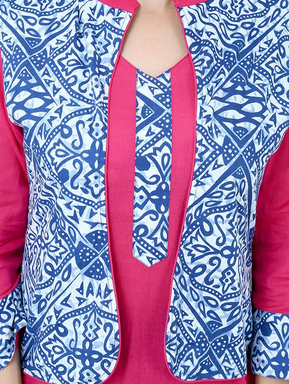 pink cotton printed straight kurta - 13373525 - Zoom Image - 4