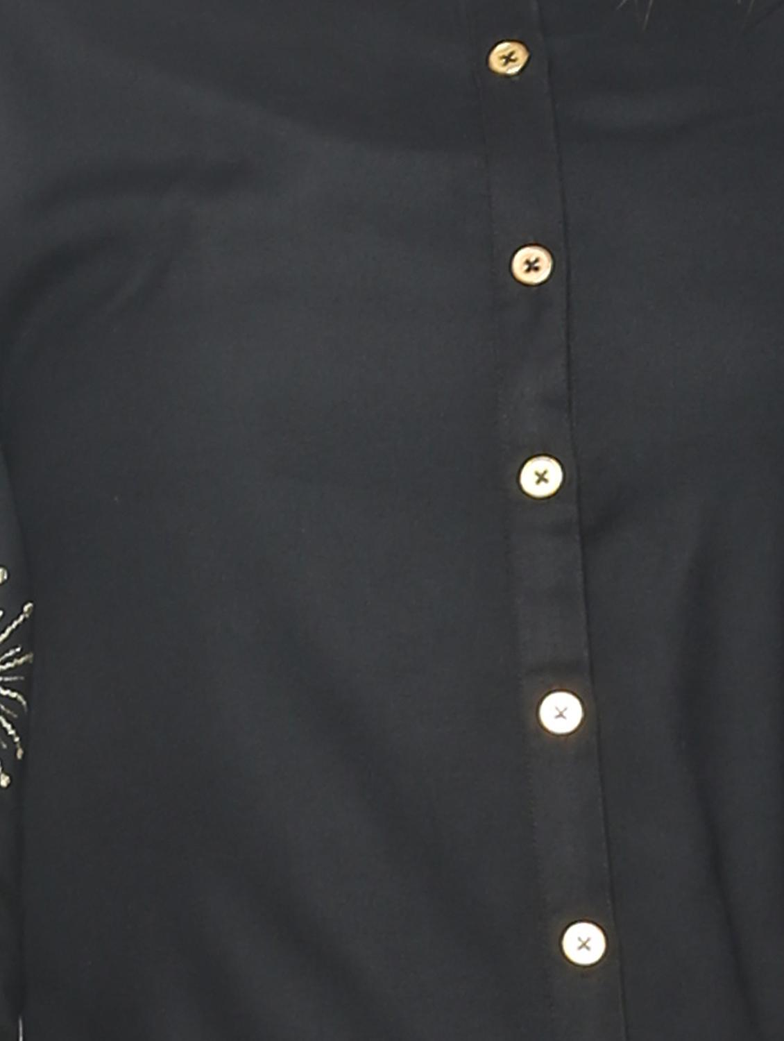 black viscose straight kurta - 13376551 - Zoom Image - 4