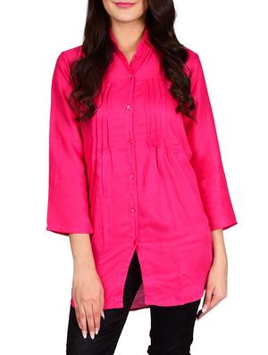 pink solid cotton tunic - 13377095 - Standard Image - 1