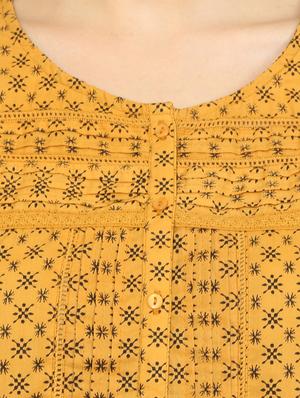 yellow printed cotton regular top - 13389998 - Standard Image - 4
