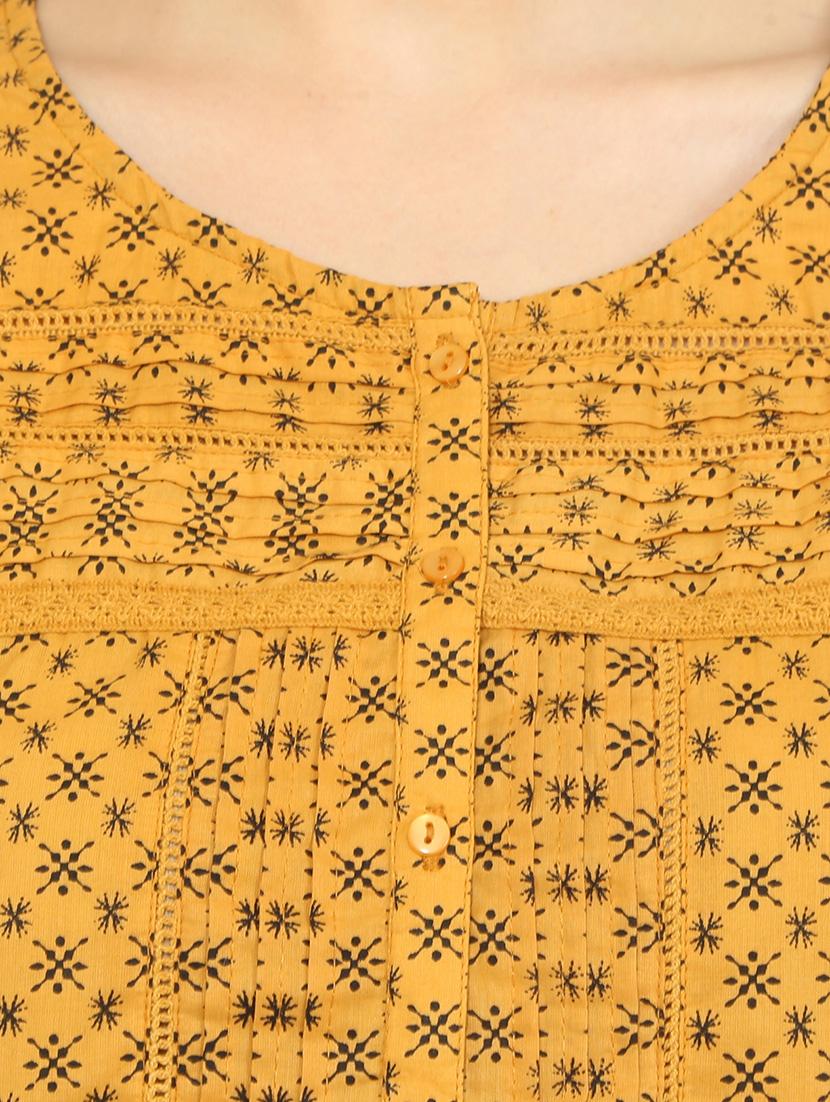 yellow printed cotton regular top - 13389998 - Zoom Image - 4