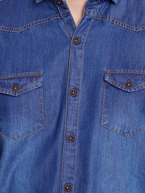 blue denim casual shirt - 13397930 - Standard Image - 4