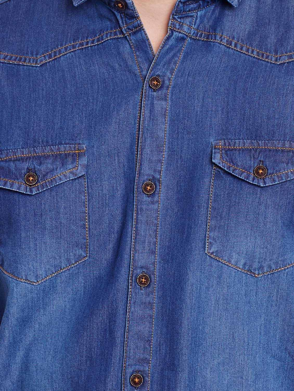 blue denim casual shirt - 13397930 - Zoom Image - 4
