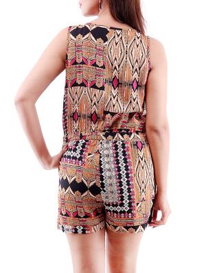 brown printed rayon romper - 13398103 - Standard Image - 4