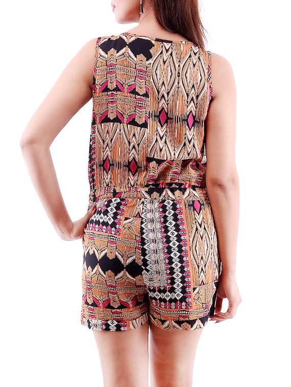 brown printed rayon romper - 13398103 - Zoom Image - 4