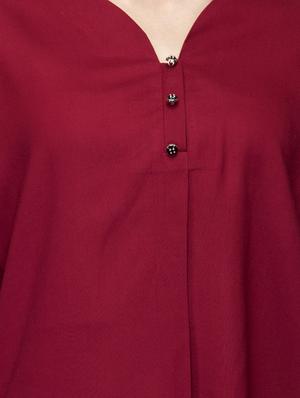 maroon rayon high low top - 13399182 - Standard Image - 4
