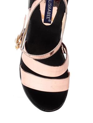 bronze leatherette ankle strap sandals - 13410882 - Standard Image - 4