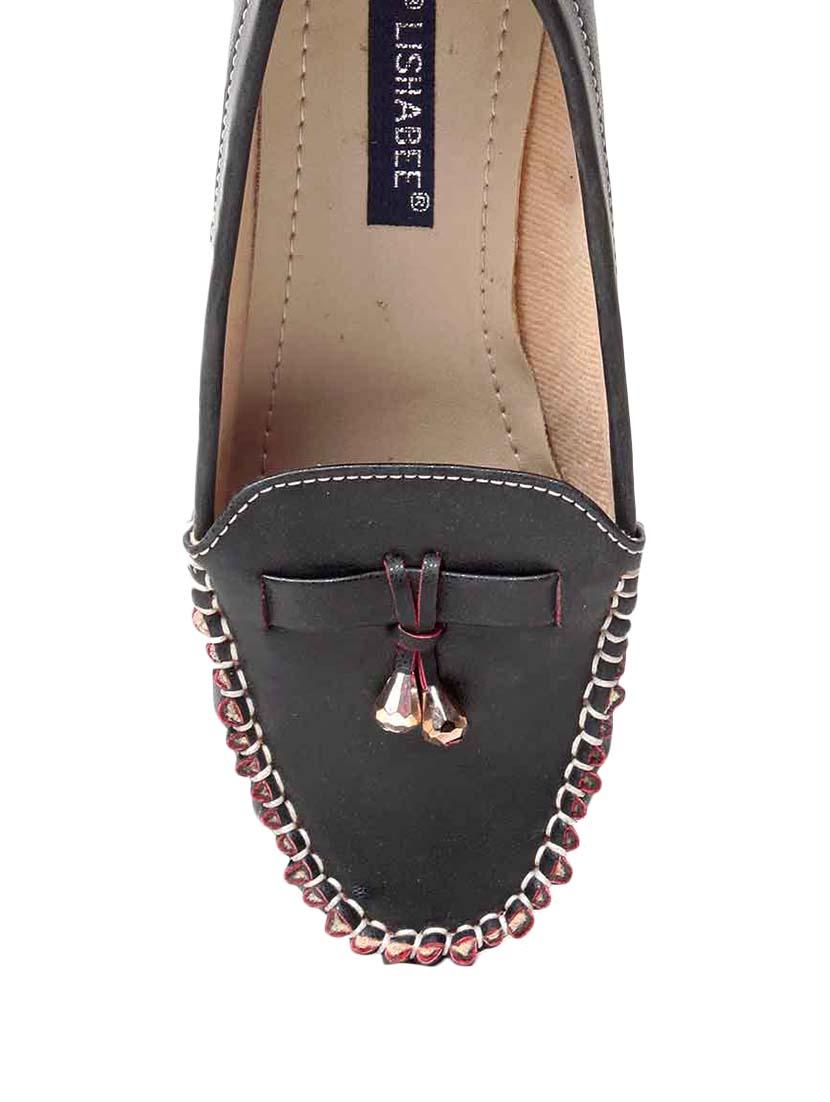 black faux leather slip on loafers - 13410910 - Zoom Image - 4