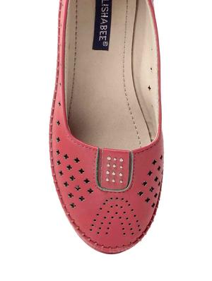 red faux leather slip on loafers - 13410913 - Standard Image - 4