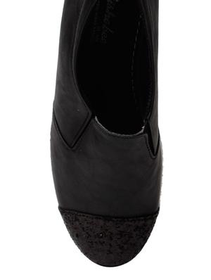 black faux leather plimsolls casual shoes - 13410917 - Standard Image - 4