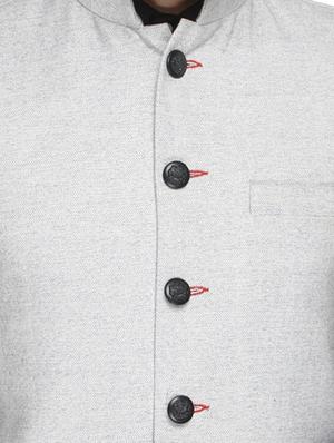 solid grey terry rayon nehru jacket - 13411582 - Standard Image - 4