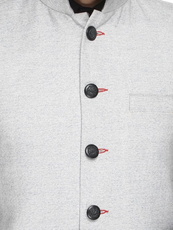 solid grey terry rayon nehru jacket - 13411582 - Zoom Image - 4