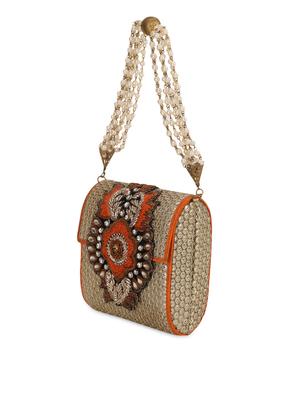 beige embellished shimmer clutch - 13422670 - Standard Image - 4