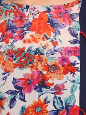 pink crepe floral printed long kurta - 13425769 - Standard Image - 4