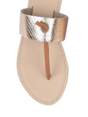 gold leather tstrap sandals - 13428340 - Standard Image - 4
