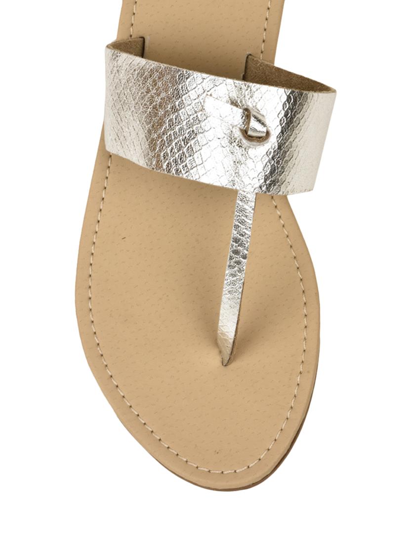 silver leather tstrap sandals - 13428342 - Zoom Image - 4