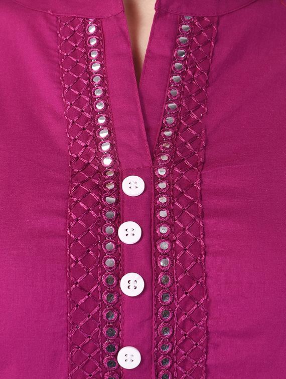 purple cotton kurta - 13429219 - Zoom Image - 4