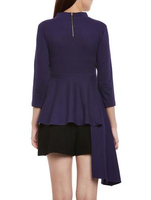 navy blue cotton assymmetric top - 13435810 - Standard Image - 4