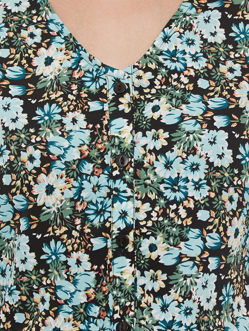 multicolored floral printed crepe regular shirt - 13435828 - Zoom Image - 4