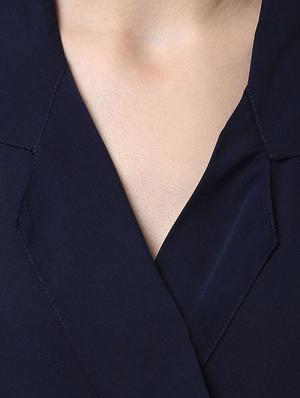 navy blue crepe full leg jumpsuit - 13440596 - Standard Image - 4