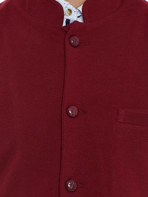 cherry red cotton nehru jacket - 13444713 - Standard Image - 4
