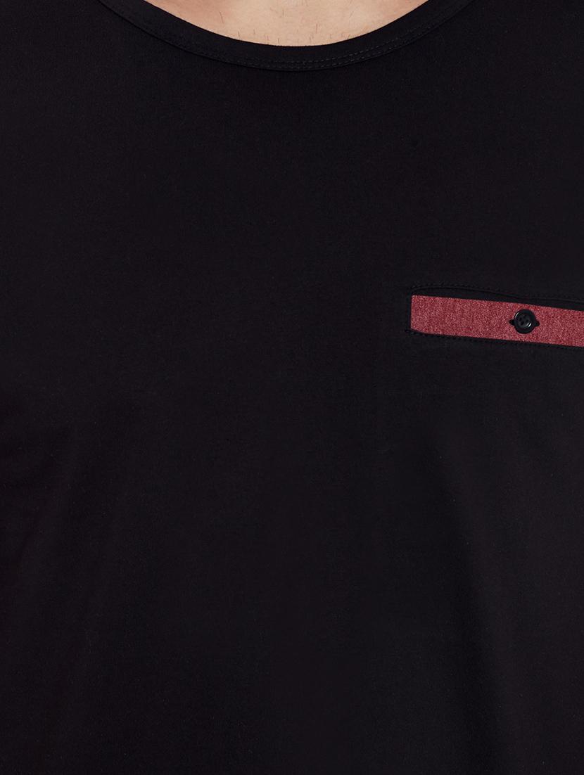 black color block thumb hole t-shirt - 13444730 - Zoom Image - 4